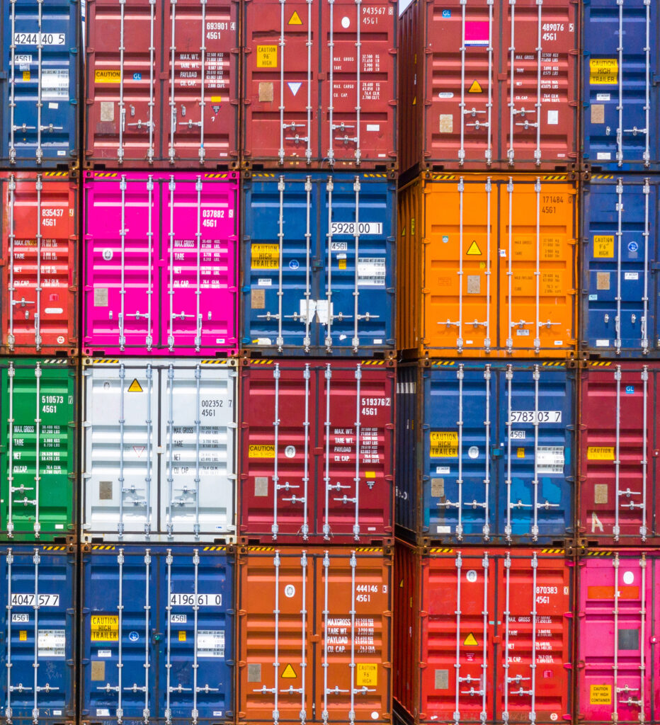 Containeruppställning i block