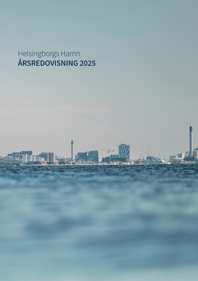 Omslagsbild med stadssilluet från havet